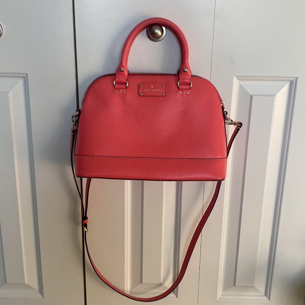 Kate Spade Beautiful Pink Satchel Handbag With Crossbody Strap With Handles - Picture 13 of 14